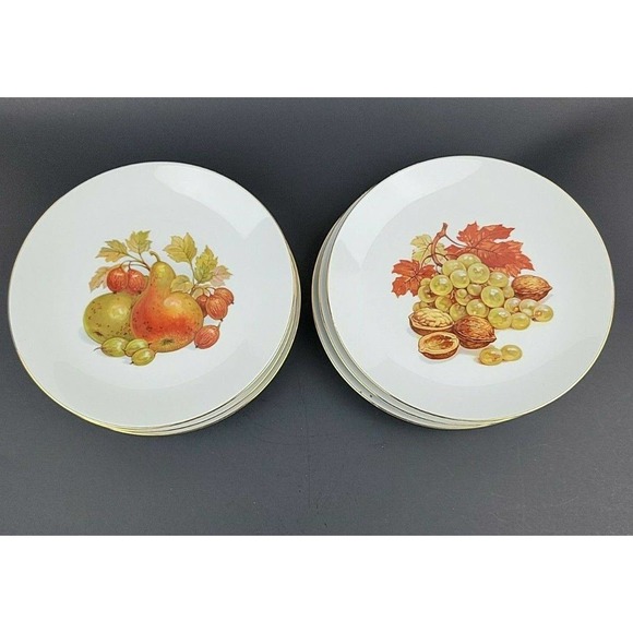 Bareuther Waldsassen Bavaria Germany Fruit Dessert Vintage Plates 6 Assorted 7in - Picture 1 of 12